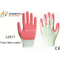 Gant de travail enduit de latex de mousse de Shell de polyester d&#39;impression 13G (L2411)